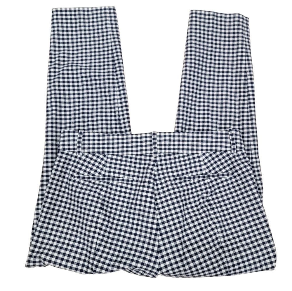 J. Crew Cameron Bi-Stretch Navy Gingham Checked Cropped Pants Cotton Womens Sz 6 - Picture 7 of 16